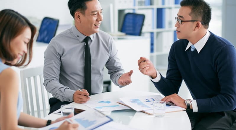 meeting with many employees.