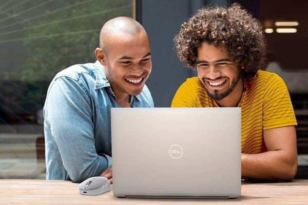 Man using Dell in virtual meeting