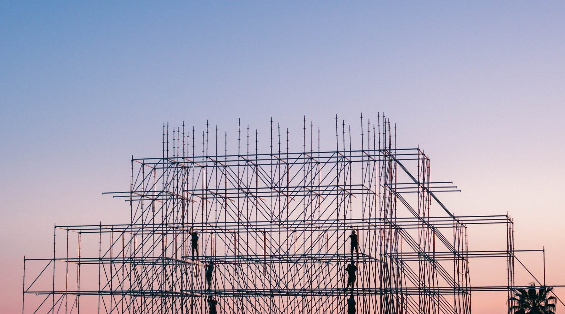 Scaffolding at sunset