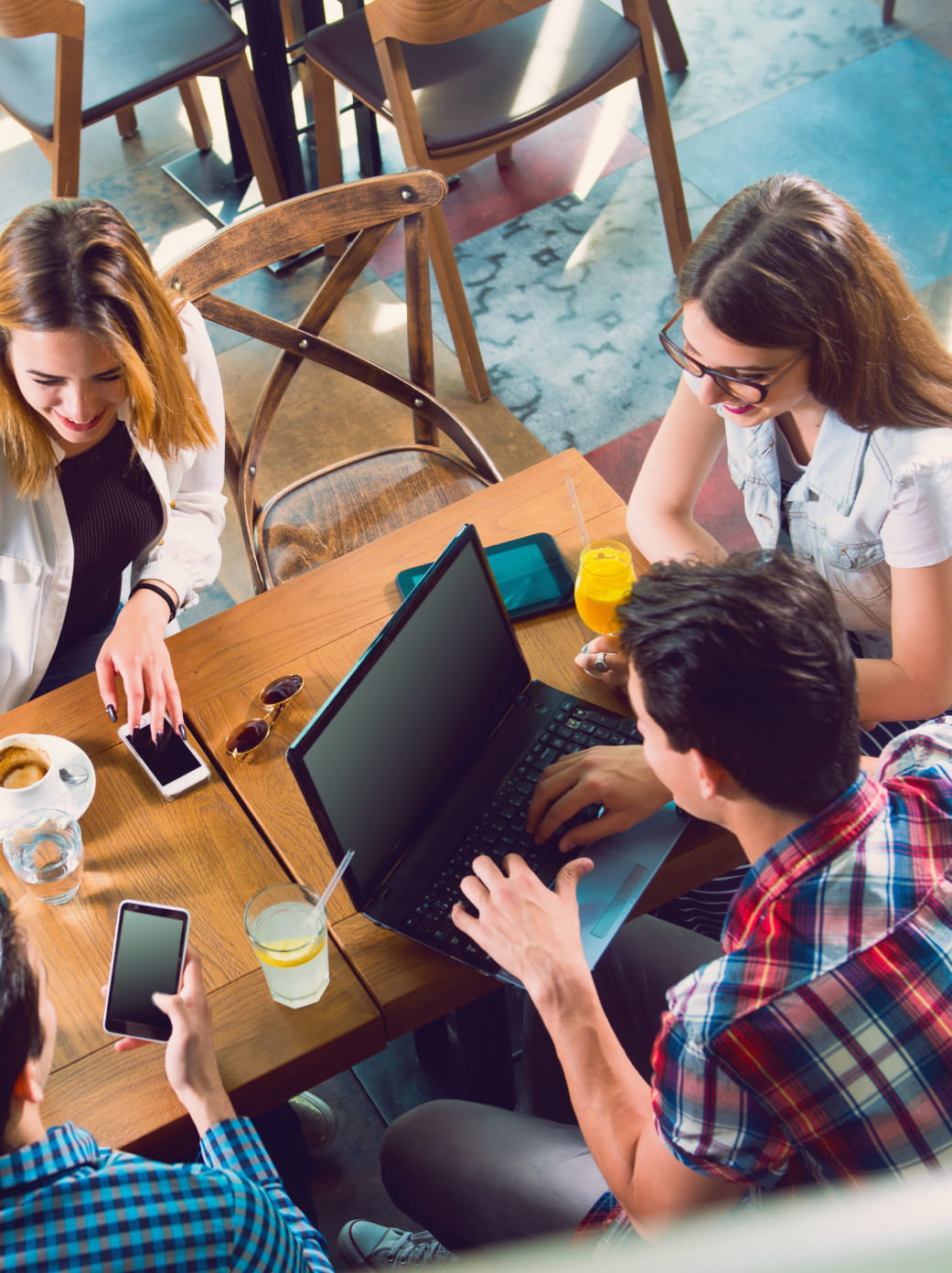 Students working at table