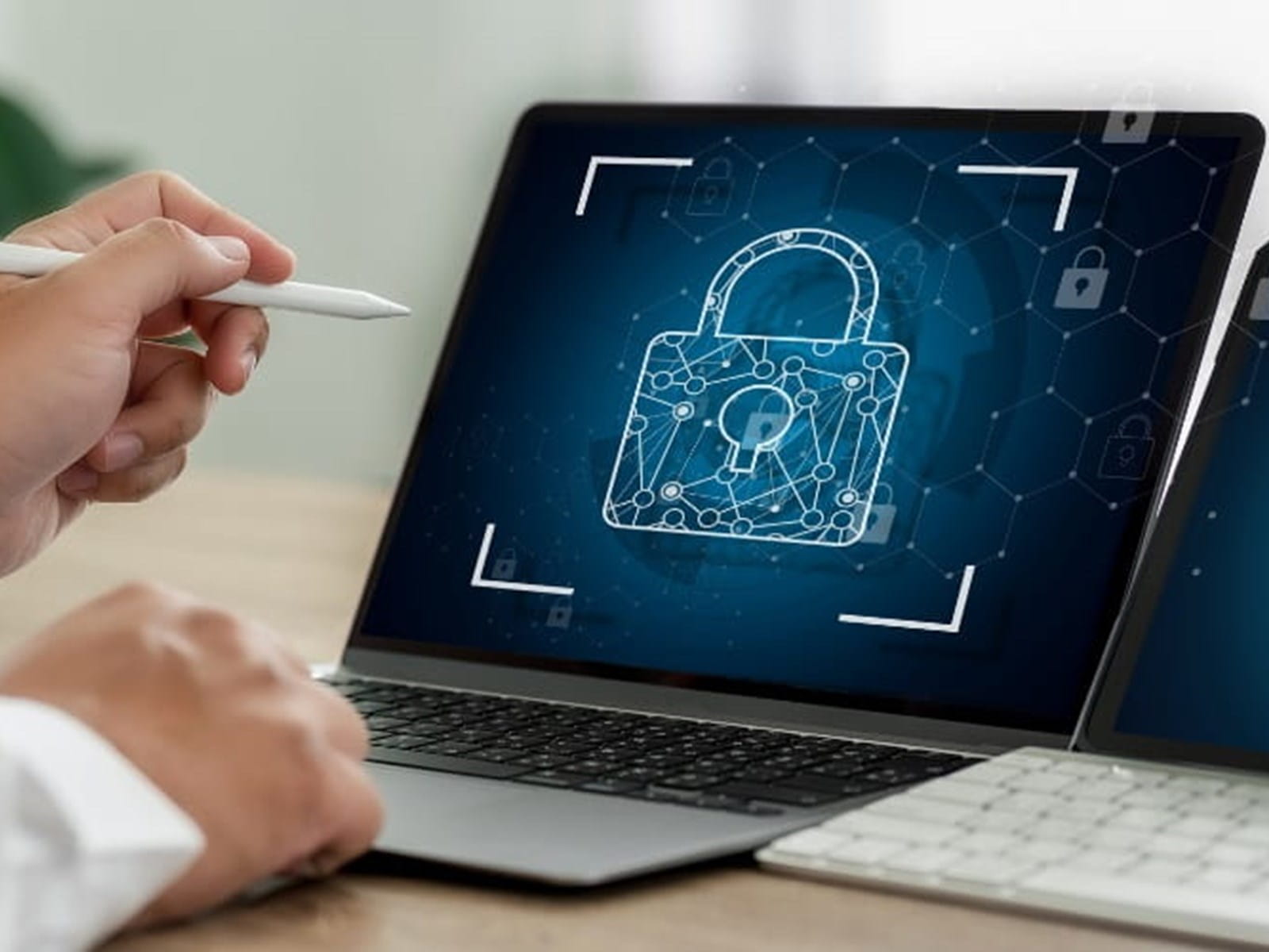 Tablet with a padlock on the screen