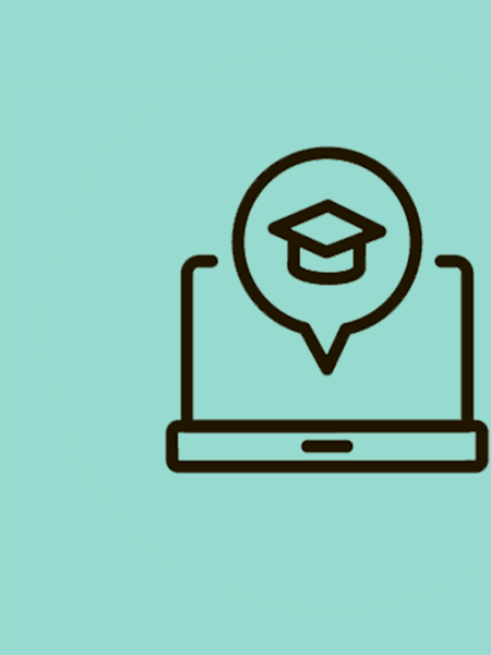 Graphic - laptop with learning speech bubble