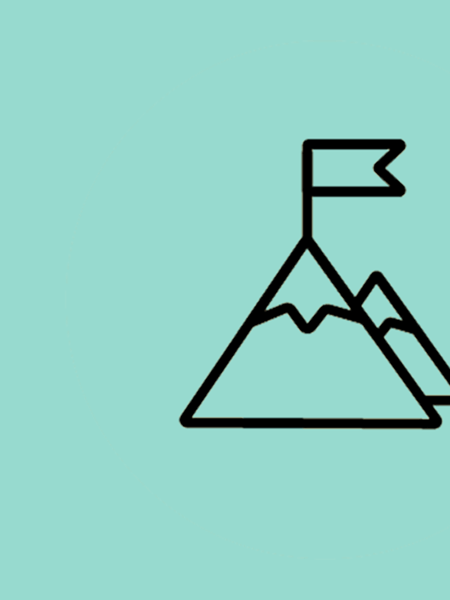 Graphic - mountains with a flag on top