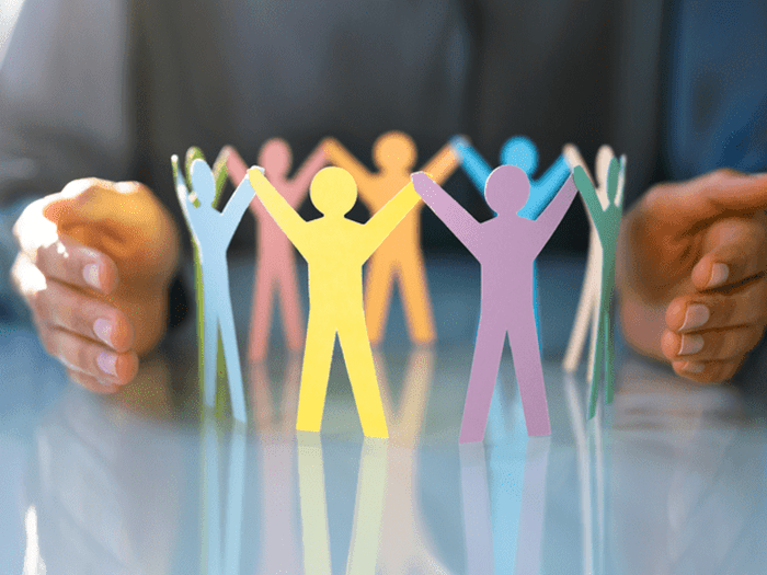 Multicolour cut out people