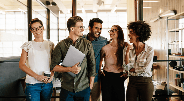 Office workers group Diverse group of smiling office workers