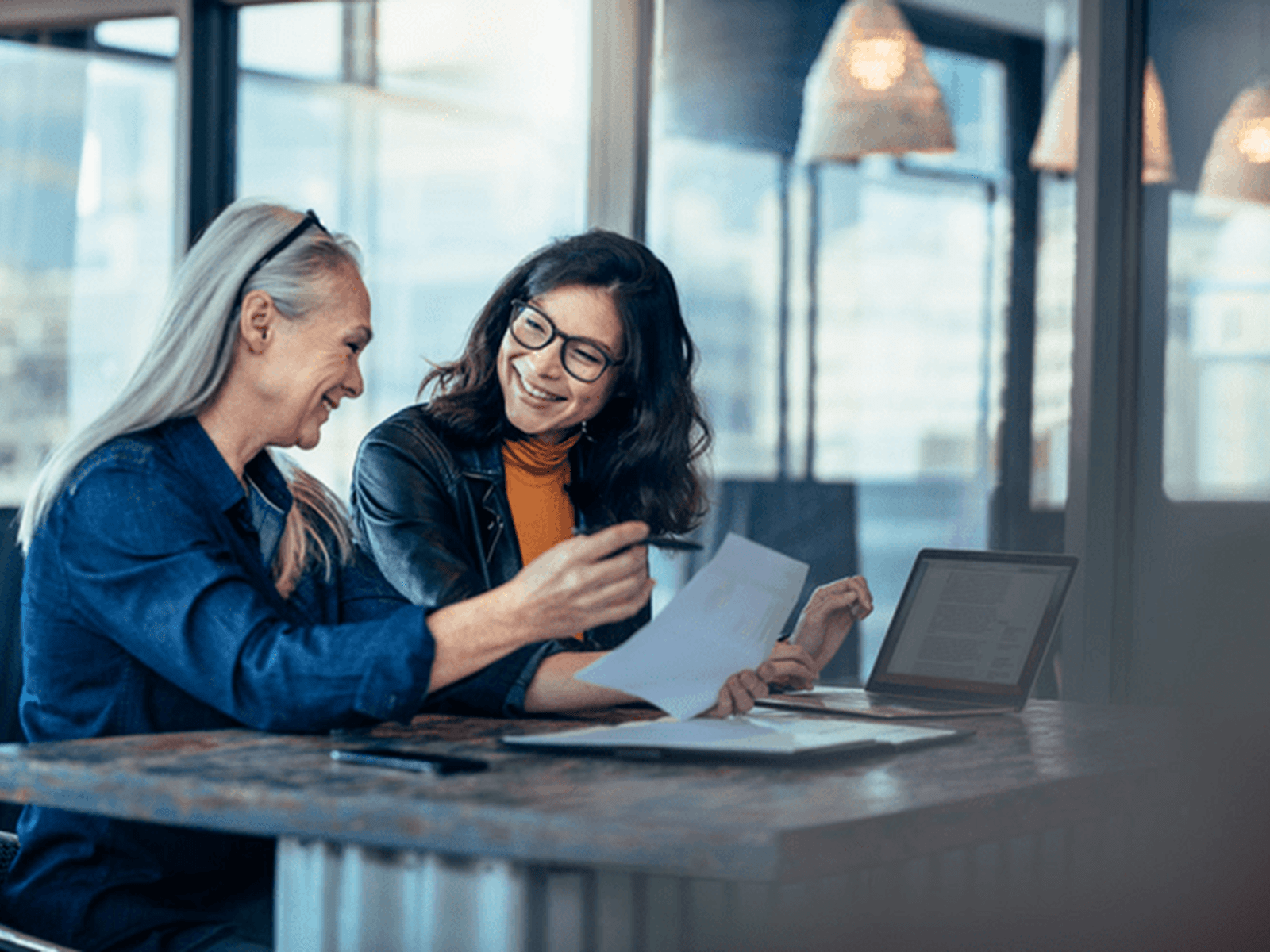 Two employees collaborating